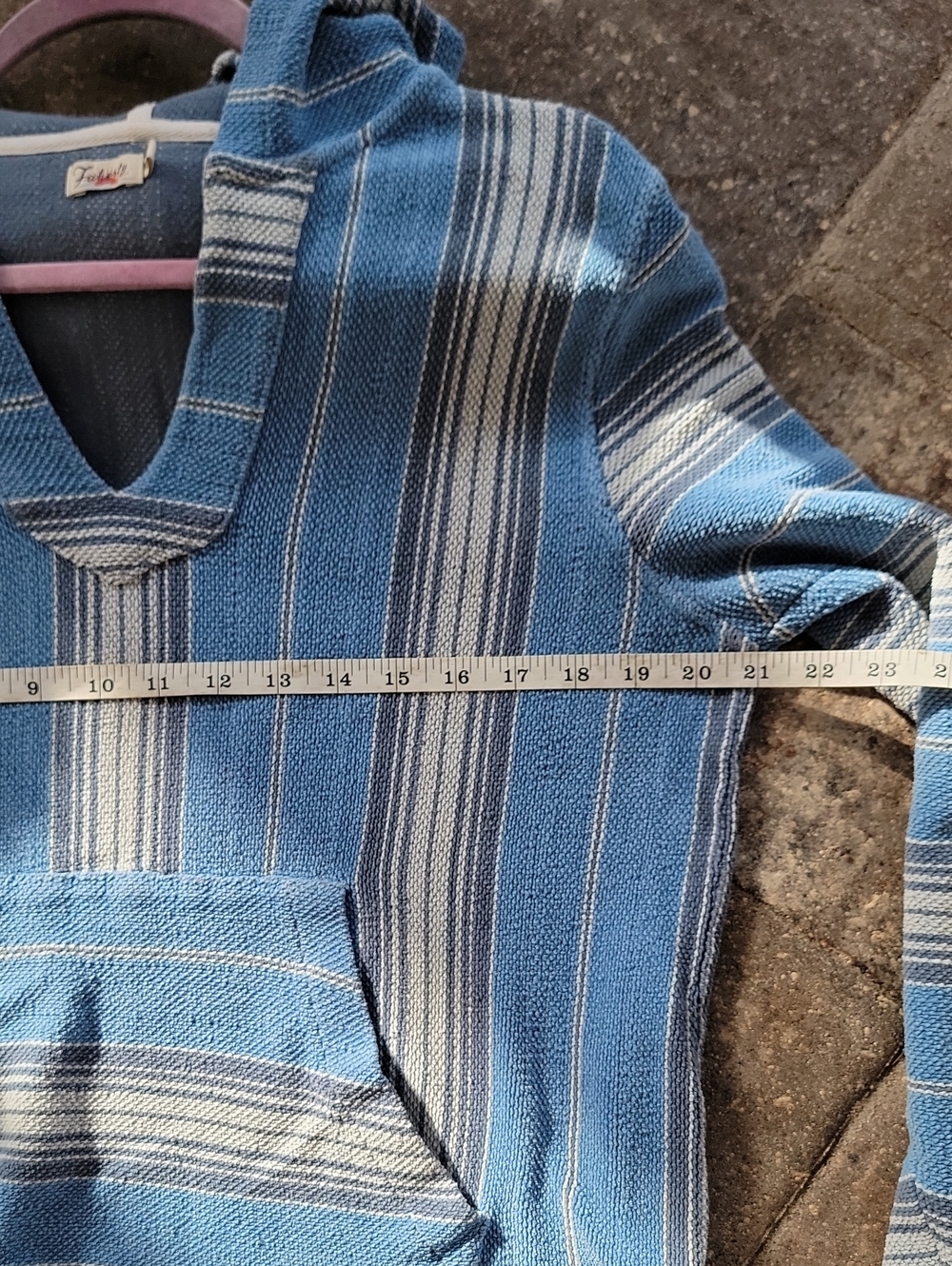 Faherty Terry Hooded Poncho Montauk Blue Serape Sz M - Picture 7 of 13